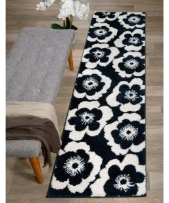 WRG Floral Navy Ivory Soft Shag Area Rug 13 WRG Floral Navy Ivory Soft Shag Area Rug