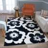 WRG Floral Navy Ivory Soft Shag Area Rug