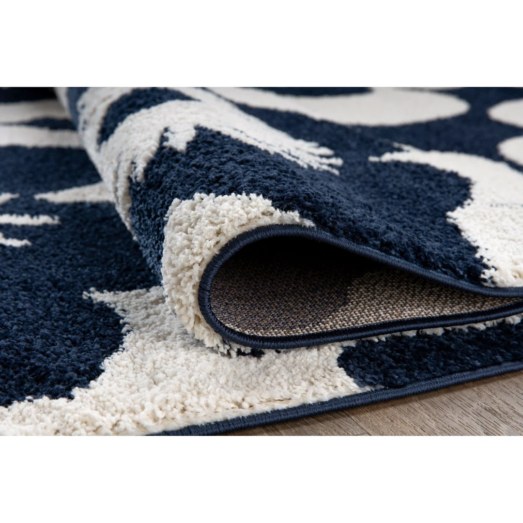 WRG Floral Navy Ivory Soft Shag Area Rug 6 WRG Floral Navy Ivory Soft Shag Area Rug
