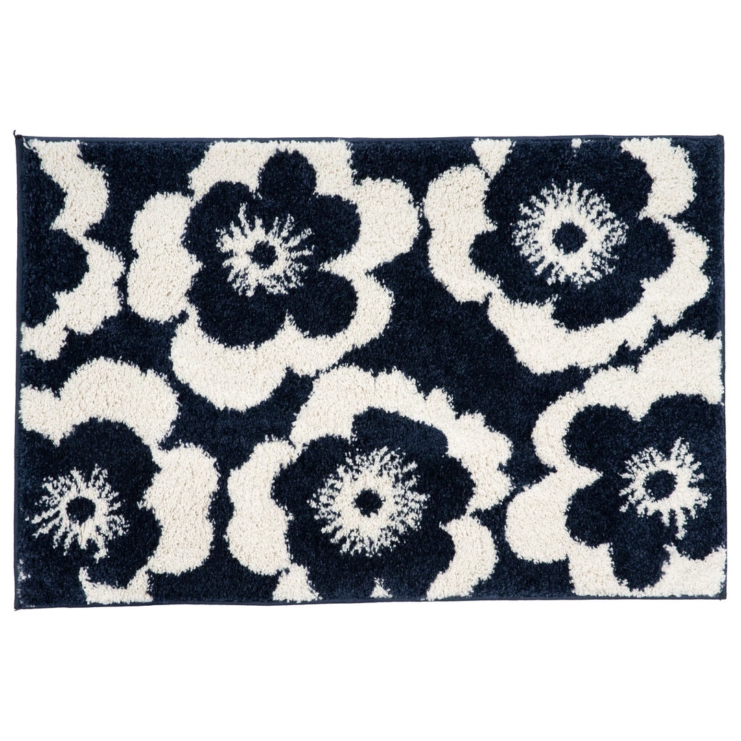 WRG Floral Navy Ivory Soft Shag Area Rug 4 WRG Floral Navy Ivory Soft Shag Area Rug