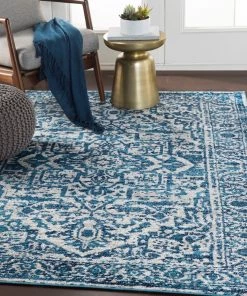 Copper Grove Hagestein Vintage Medallion Sky Blue White Area Rug