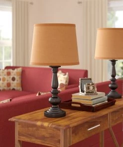 Modern Rugs And Decor Home Décor 22 Inch Bronze Finish Coffee Fabric Shades Table Lamp (Set Of 2)
