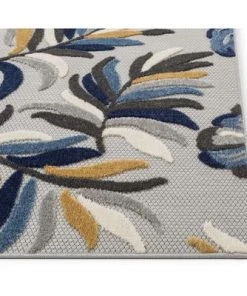 WW Blue Modern Tropical Indoor Outdoor Area Rug