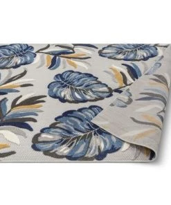 WW Blue Modern Tropical Indoor Outdoor Area Rug