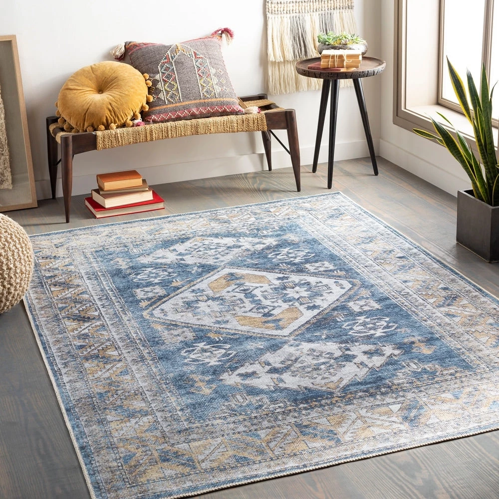 Artistic Weavers Triple Medallion Printed Machine Washable Area Soft Rug 1 Artistic Weavers Triple Medallion Printed Machine Washable Area Soft Rug