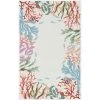 Domani Reef Coral Bordered Hand-hooked Soft Area Rug