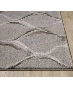 Domani Scene Transitional Charcoal Wave Or Brick Soft Area Rug