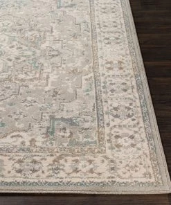 Dylan Beige/ Teal Vintage Traditional Bordered Beige Cream Teal Area Rug