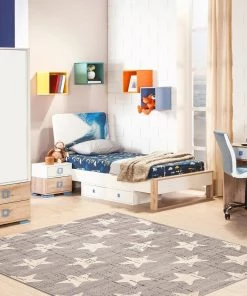 Ecarpetgallery Grey Star Pattern Modern Contemporary Soft Rug