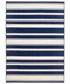 Ecarpetgallery Indoor/ Outdoor Ivory Blue Nsvy Stripes Soft Rug All Area Rugs And Runners