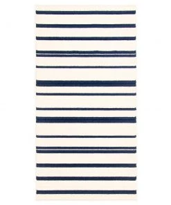 Ecarpetgallery Indoor/ Outdoor Ivory Blue Nsvy Stripes Soft Rug All Area Rugs And Runners