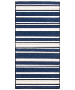 Ecarpetgallery Indoor/ Outdoor Ivory Blue Nsvy Stripes Soft Rug All Area Rugs And Runners