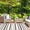 Ecarpetgallery Indoor/ Outdoor Ivory Blue Nsvy Stripes Soft Rug All Area Rugs And Runners