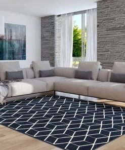 Ecarpetgallery All Area Rugs And Runners Geometric Navy Blue Modern Contemporary Soft Rug