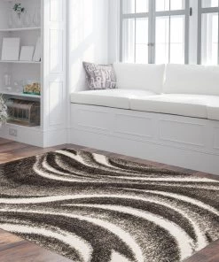 Ecarpetgallery Modern Contemporary Shag Pink Ivory Area Rug All Area Rugs And Runners