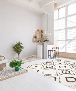 Ecarpetgallery Ivory Dark Grey Modern & Contemporary Soft Shag Area Rug All Area Rugs And Runners