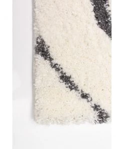 Ecarpetgallery Ivory Dark Grey Modern & Contemporary Soft Shag Area Rug All Area Rugs And Runners