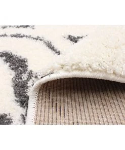 Ecarpetgallery Ivory Dark Grey Modern & Contemporary Soft Shag Area Rug All Area Rugs And Runners