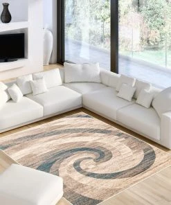 Ecarpetgallery Abstract Ivory Brown Casual Soft Rug All Area Rugs And Runners