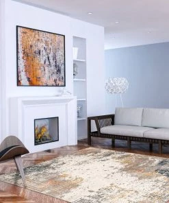 Ecarpetgallery Abstract Light Grey Multi Casual Soft Rug