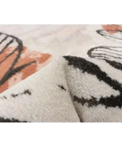 Ecarpetgallery Modern Floral Grey Orange Soft Rug