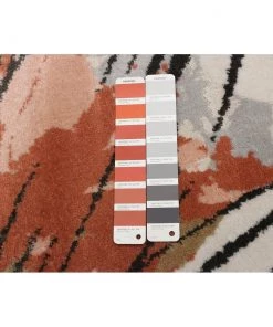 Ecarpetgallery Modern Floral Grey Orange Soft Rug