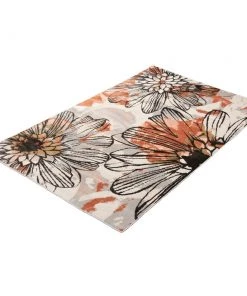 Ecarpetgallery Modern Floral Grey Orange Soft Rug