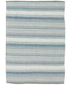 Ecarpetgallery Stripes Flat-weave Bold Colorful Blue Wool Kilim