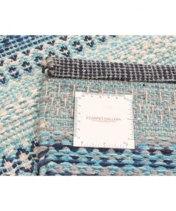 Ecarpetgallery Stripes Flat-weave Bold Colorful Blue Wool Kilim