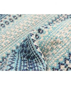 Ecarpetgallery Stripes Flat-weave Bold Colorful Blue Wool Kilim