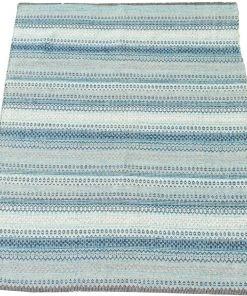 Ecarpetgallery Stripes Flat-weave Bold Colorful Blue Wool Kilim