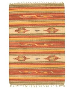 Ecarpetgallery All Area Rugs And Runners Flat-weave Bold And Colorful Red Wool Soft Kilim Area Rug