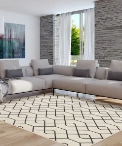 Ecarpetgallery White Navy Trellis Modern Contemporary Soft Rug All Area Rugs And Runners