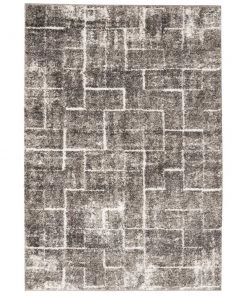Ecarpetgallery Dark Grey Modern & Contemporary Shag Modern/ Geometric Rugs