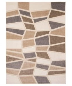 Ecarpetgallery Ivory Blue Geometric Indoor/ Outdoor Soft Rug