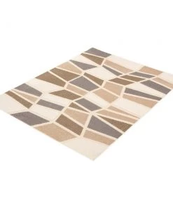 Ecarpetgallery Ivory Blue Geometric Indoor/ Outdoor Soft Rug