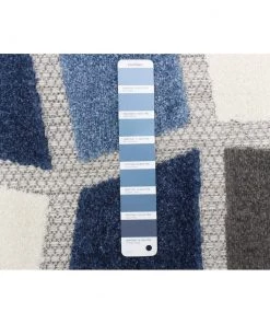 Ecarpetgallery Ivory Blue Geometric Indoor/ Outdoor Soft Rug