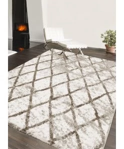 Ecarpetgallery Cream Grey Loft Urban Modern & Contemporary Shag Modern/ Geometric Rugs