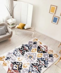 Ecarpetgallery All Area Rugs And Runners White Multi Damask Kashkuli Modern & Contemporary Soft Rug