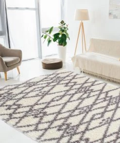 Ecarpetgallery Modern/ Geometric Rugs Moroccan Cream Touch Casual Shag