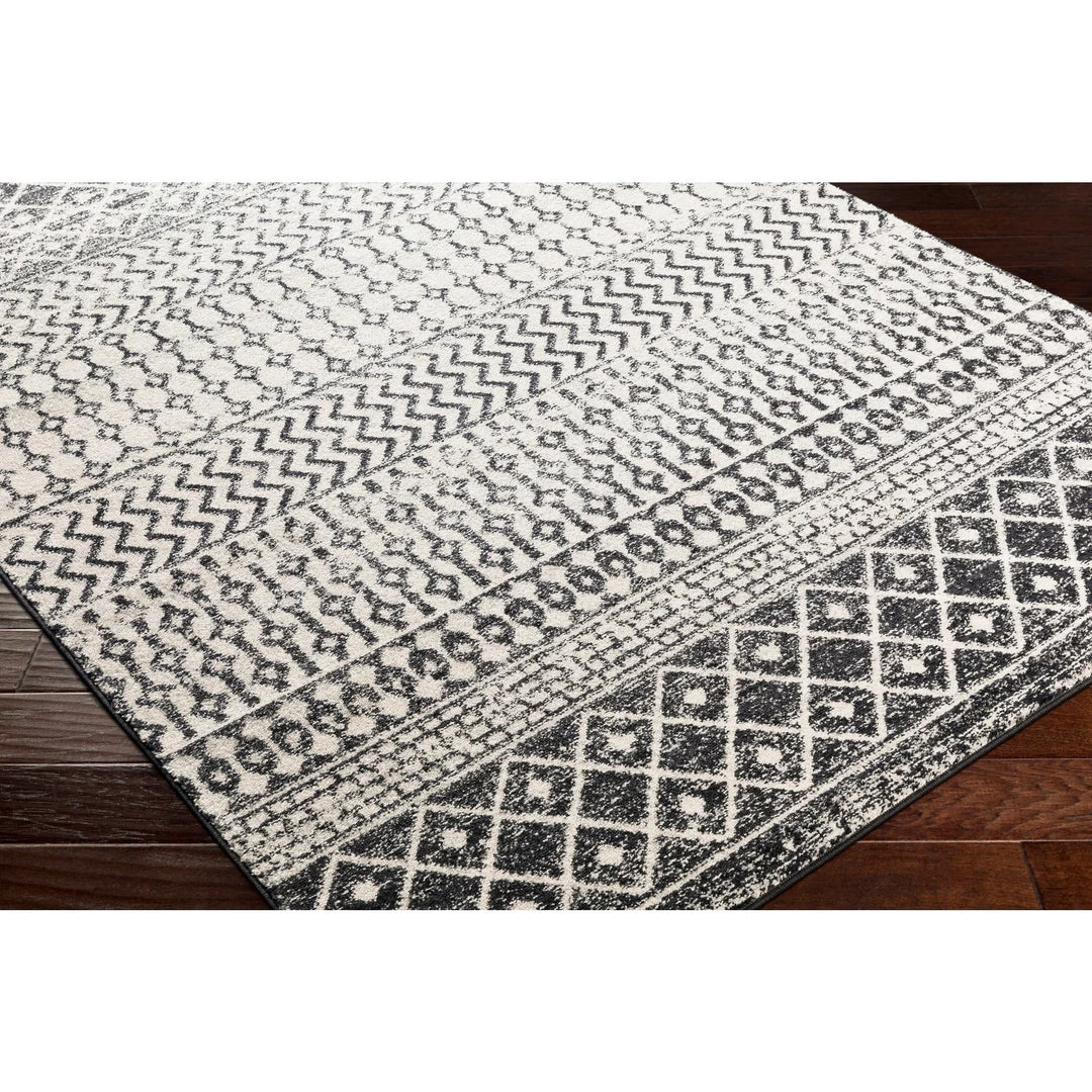 Edie Black & White Bohemian Distressed Geometric Black White Area Rug 6 Edie Black & White Bohemian Distressed Geometric Black White Area Rug
