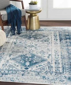 Evry Distressed Persian Pattern Sky Blue Light Gray Soft Area Rug All Area Rugs And Runners