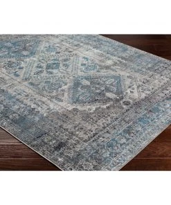 Evry Oriental Distressed Persian Pattern Sky Blue Light Gray Soft Area Rug
