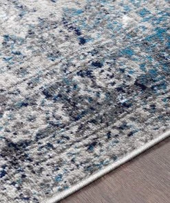 Evry Oriental Distressed Persian Pattern Sky Blue Light Gray Soft Area Rug