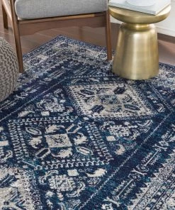 Evry Distressed Persian Pattern Navy Blue Gray Soft Area Rug All Area Rugs And Runners