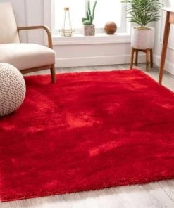 WW Liza Red Plush Shag Rug
