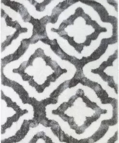 Well Woven Trellis White Plush Shag Soft Area Rug All Area Rugs And Runners