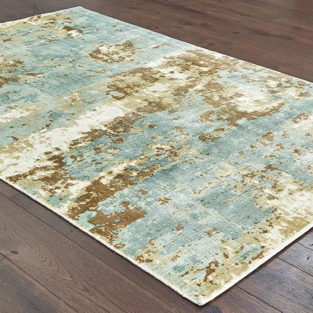Gracewood Hollow All Area Rugs And Runners Khachatur Distressed High-Low Blue And Brown Soft Area Rug 4 Gracewood Hollow All Area Rugs And Runners Khachatur Distressed High-Low Blue And Brown Soft Area Rug