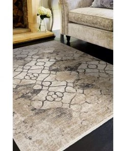 Gracewood Hollow Distressed Trellis Ivory Beige Grey Soft Area Rug