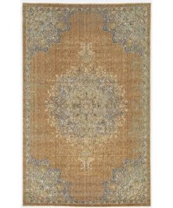 Gracewood Hollow All Area Rugs And Runners Wool Vintage Medallian Oriental Gold/Light Blue Soft Area Rug